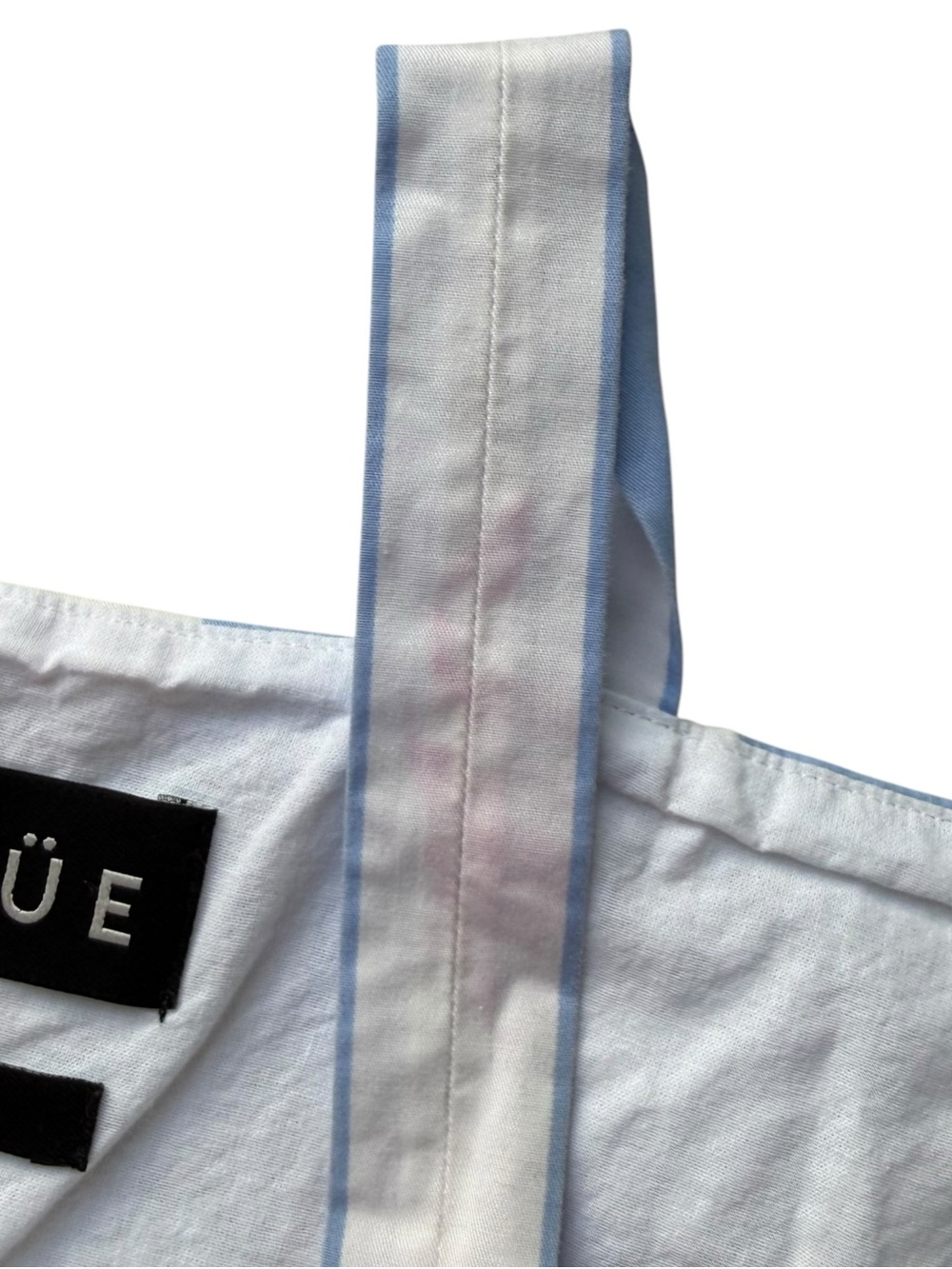 UTERQUE Pin Stripe Fit N Flare Midi Dress Size Small 26 Sleeveless Blue White - Picture 12 of 16